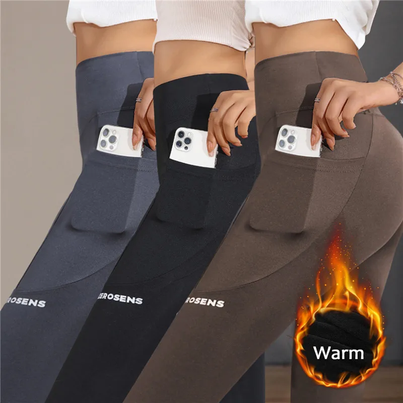 Winter Fleece-Lined Leggings For Women Gym Wear Workout Pants Warm Thermal  Push Up Tights Seamless Yoga Trousers With Pocket - AliExpress