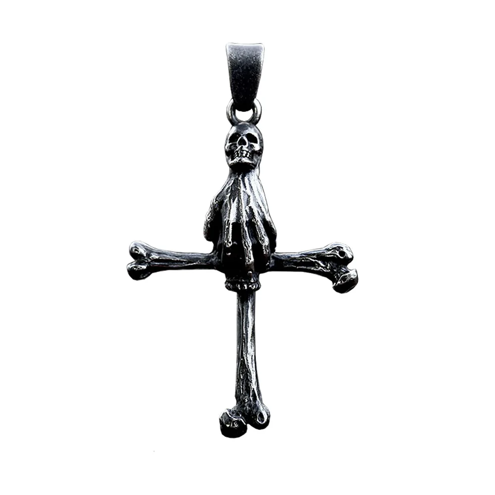 Vintage Punk Skull Necklace Stainless Steel Gothic Cross Pendant For Men Biker Unique Rock Amulet Jewelry Gifts Dropshipping 4
