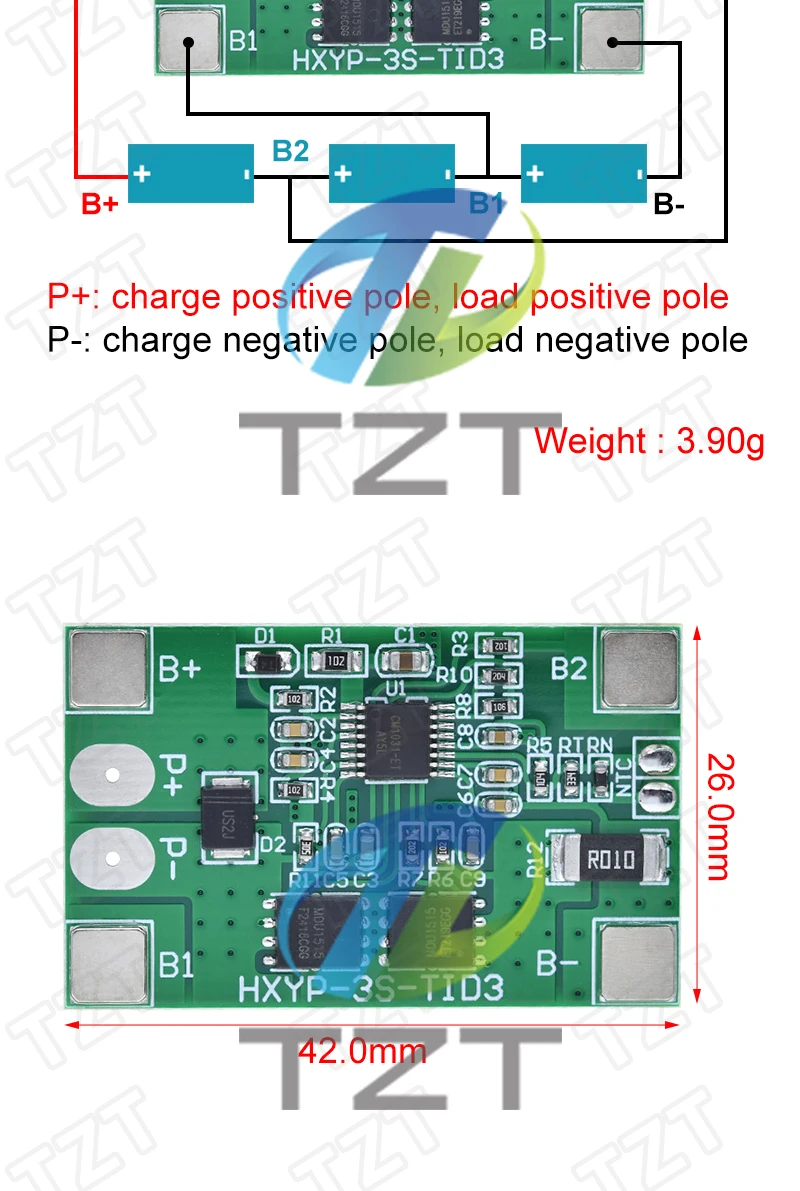 DIYTZT 1/2/3PCS 3S 10A Li-Ion Lithium Batterie 18650 Ladegerät PCB BMS Schutz Bord 12V 11,1 V 12,6 V Verhindern überladung – Detail 7