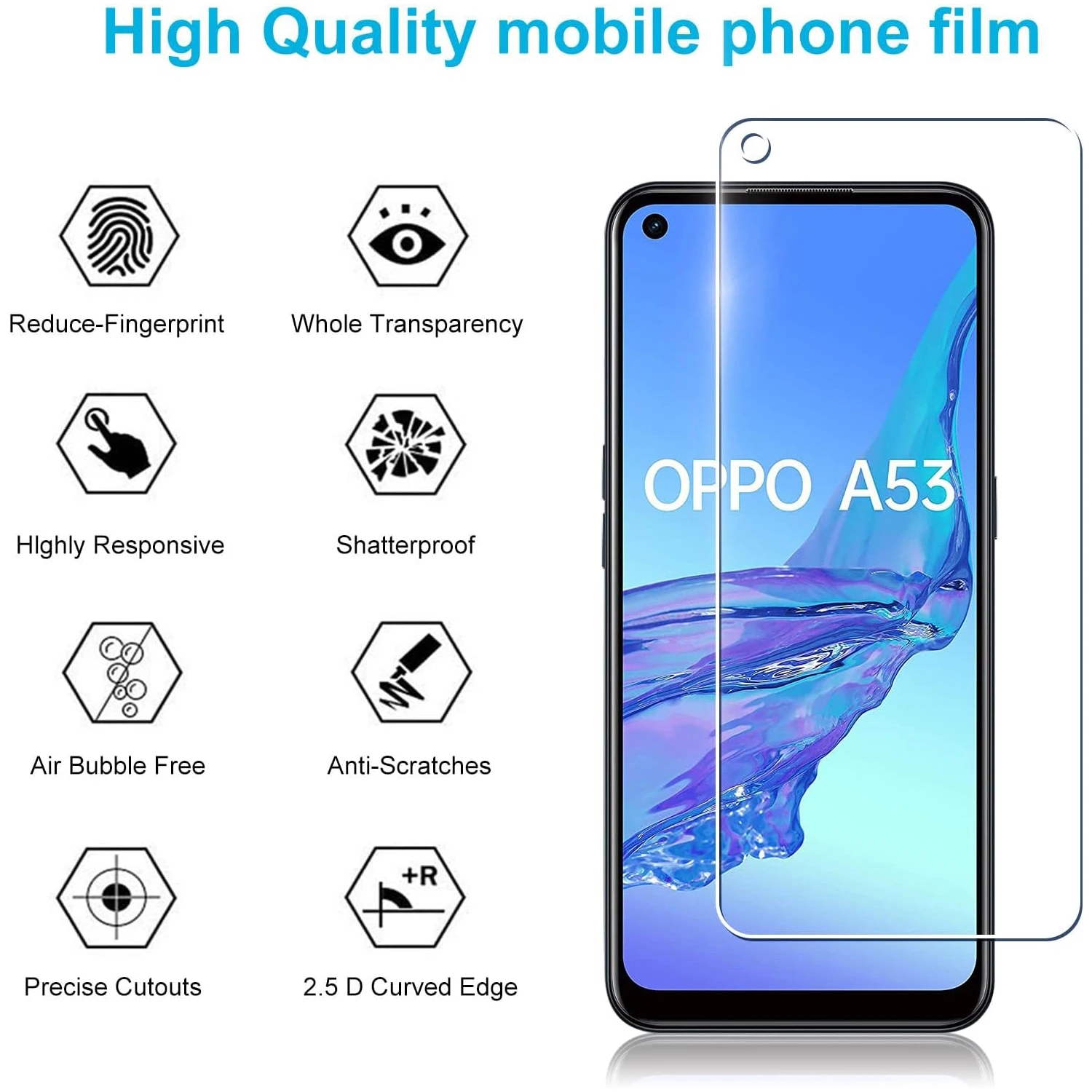 2/4pcs temperované sklo pro OPPO A53S A53 obrazovka ochránce sklo