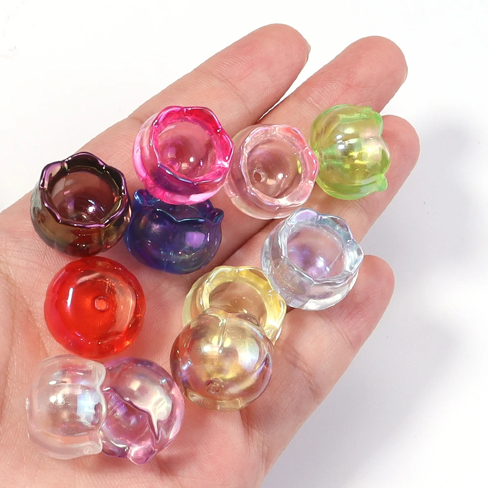 Elegant Lily of the Valley Transparent Acrylic Flower Beads - Set of 10