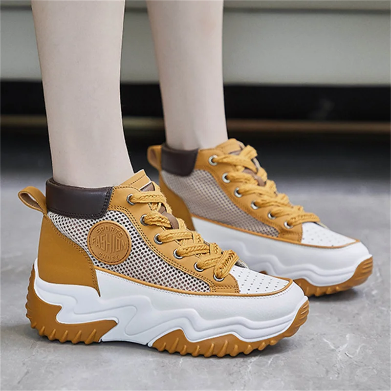 

Массивные кроссовки для женщин, удобная спортивная обувь на высокой платформе, дышащая сетчатая обувь для баскетбола, прогулочная обувь на толстой подошве