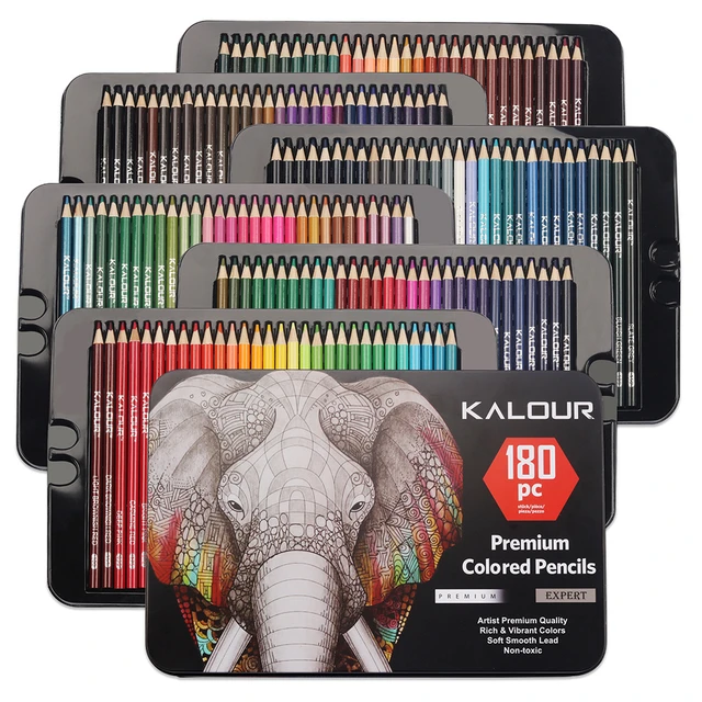 KALOUR 180 Colored Pencils Set for Drawing and Coloring, Metal