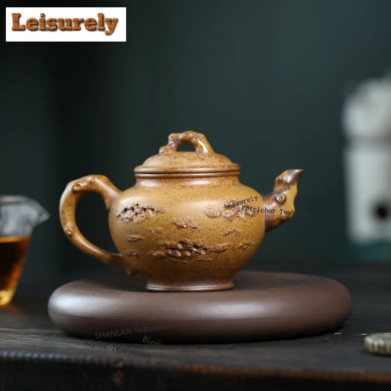 340ml Yixing Purple Clay Teapots Handmade Avalokitesvara Pot Raw Ore Wood-fired Porcelain Mud Tea Infuser Kettle Zisha Tea Set