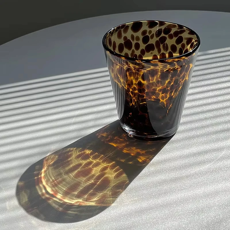 Creative Leopard Print Glass Medieval Craft Cocktail Whiskey Wine Coffee Milk Cocoa Cup for Wedding Party Drinkware