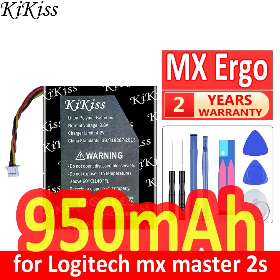 950Mah Kikiss Potente Batteria Mx Ergo (533-000120) Per Logitech Mx Master 2S Mx Anywhere 2 2S Anywe2 Anywhes2S Mx Ergo