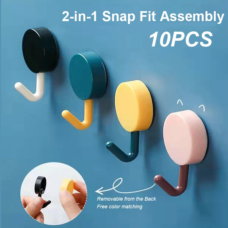 10er-Pack Klebehaken, frei von Bohren, Handtuch- und Schlüsselhaken, Wandhaken für Zuhause, Küche, Badezimmer, Büro – Detail 1