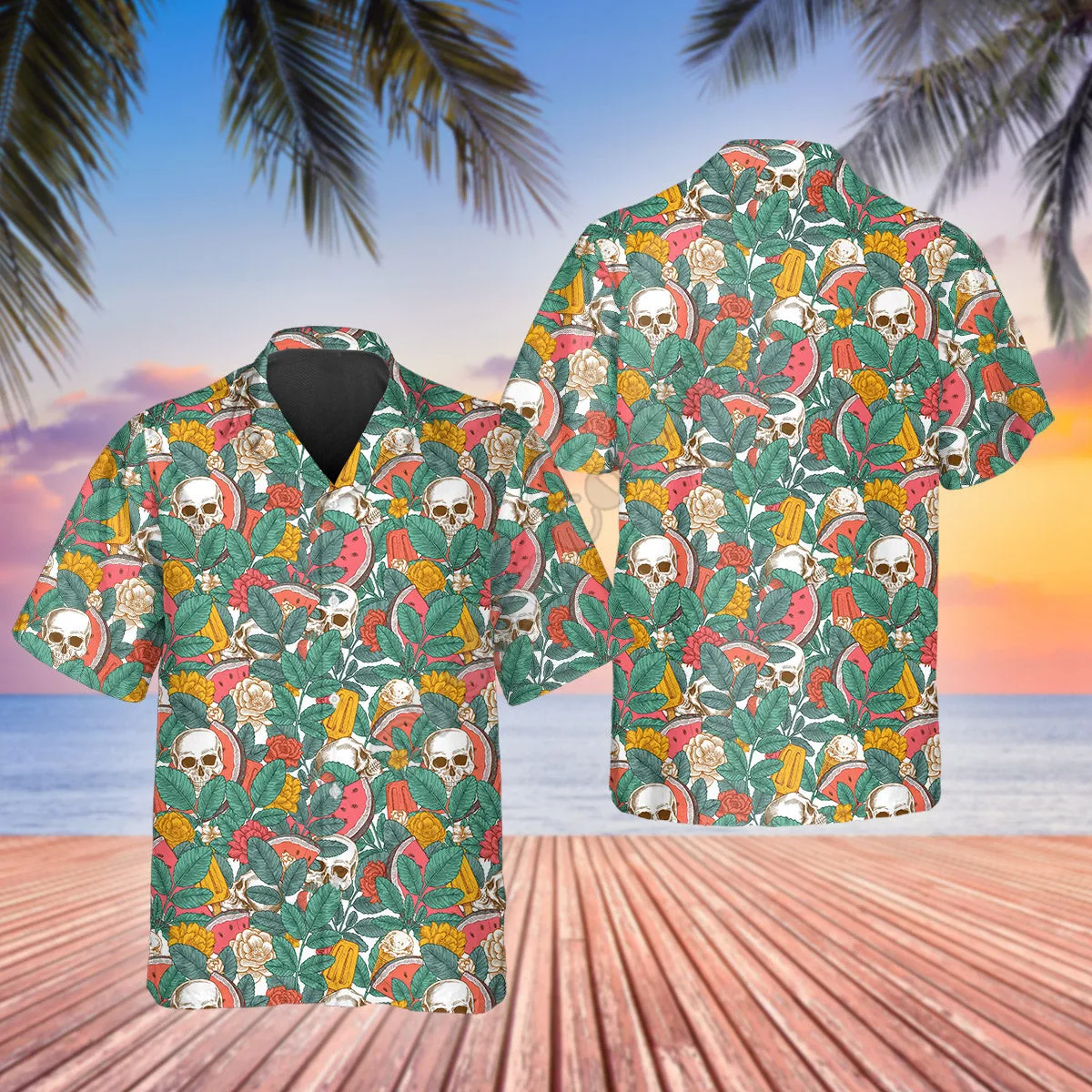 3D Printed Vintage Skull Cowboys Halloween Hawaiian Shirt Summer Short Sleeved Shirts Men Shirts Oversize Camisa Social 5XL