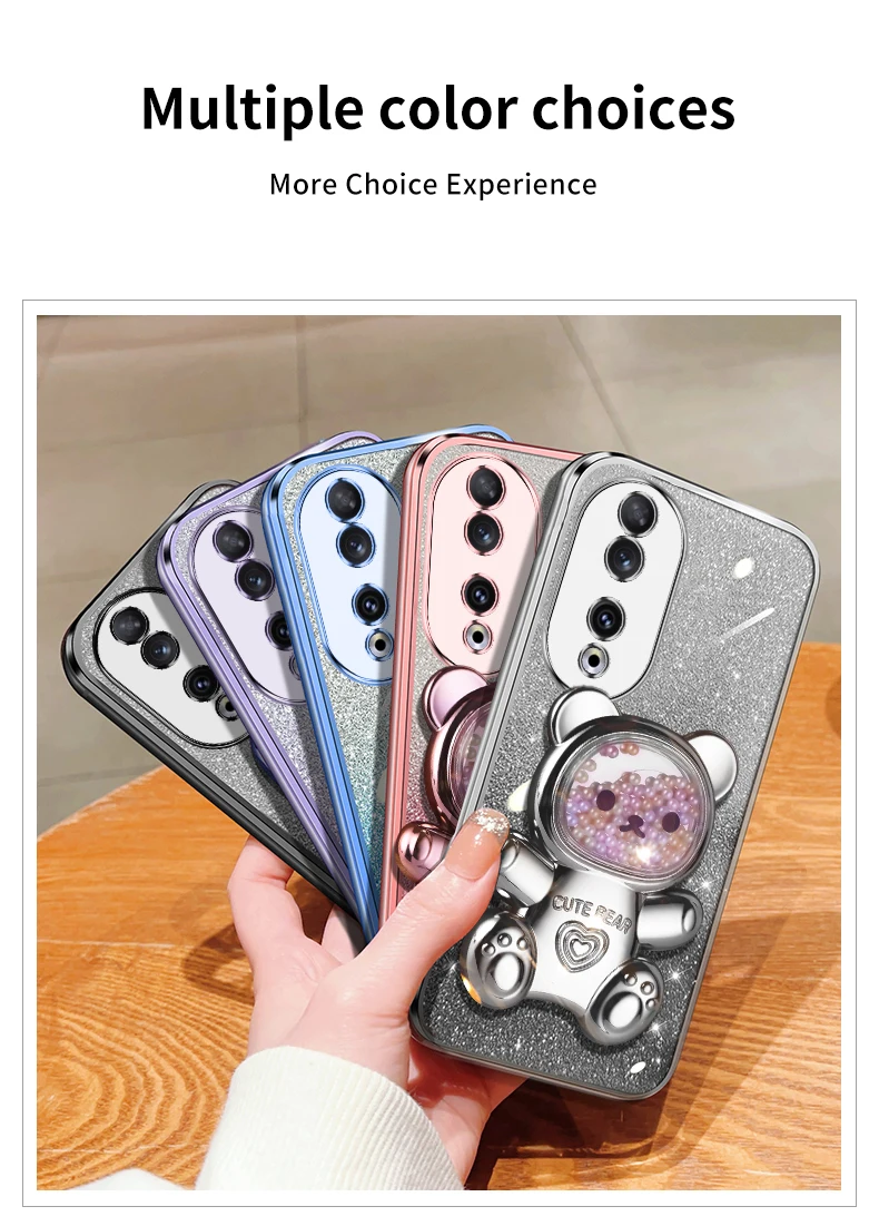 Honor90 Quicksand Bear support à paillettes coque de téléphone pour Huawei Honor 50 90 60 s 30 20 Lite housse de support Nova 10 11 Pro_voghion.com