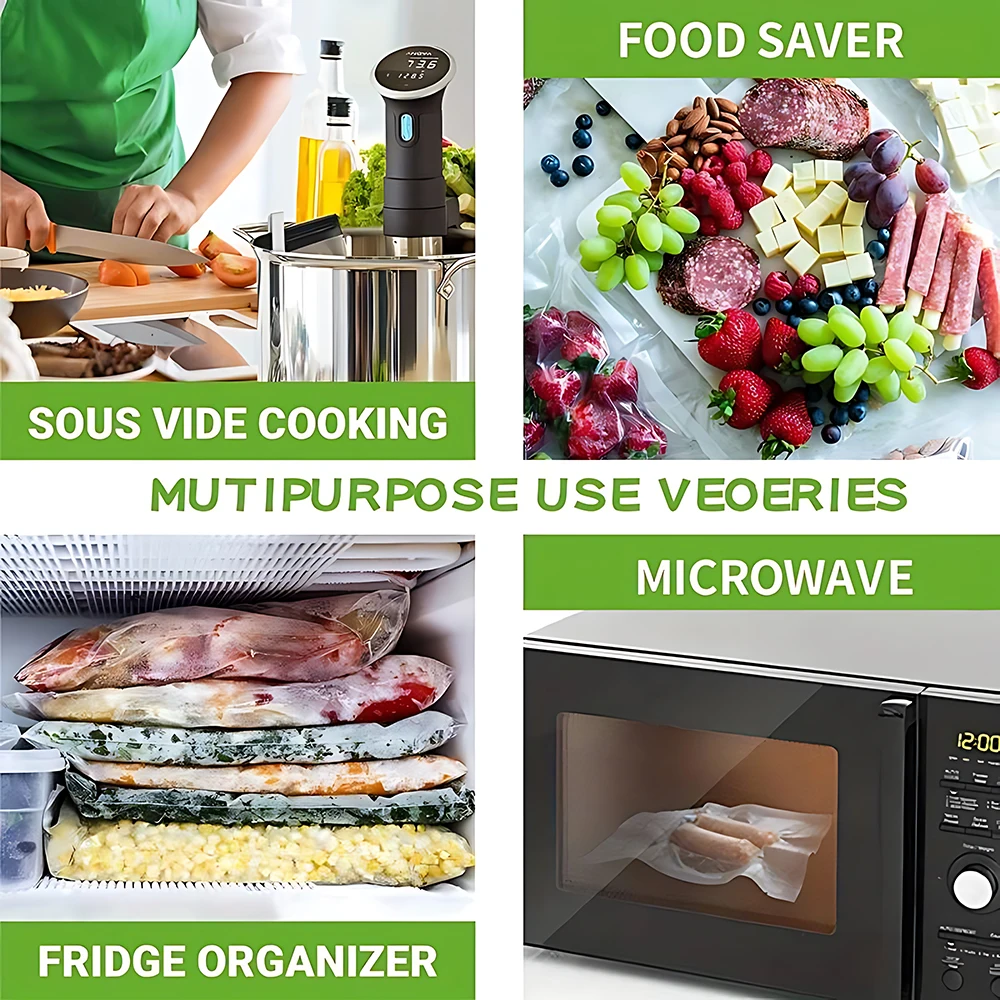 1 Roll Vacuum Sealer Bags, Reusable, Transparent, and Durable Food Storage Bags For Meal Prep, Sous Vide, and Food Preservation