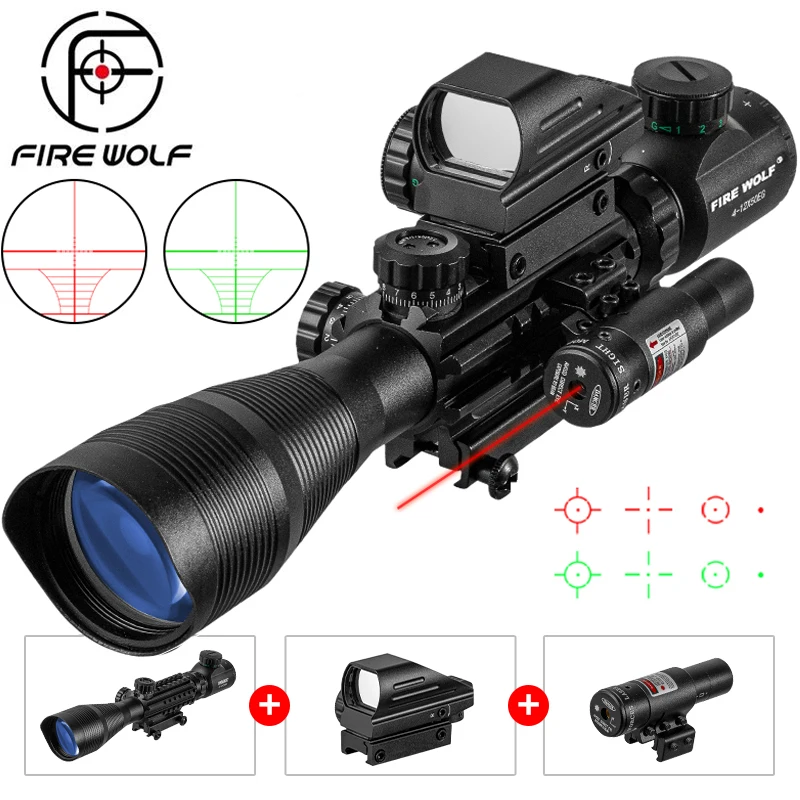 4-12X50 EG Hunting Airsofts Riflescope Tactical Air Gun Red Green Dot Laser Sight Scope Holographic Optics Rifle Scope red dot sight rifle scope holographic collimator