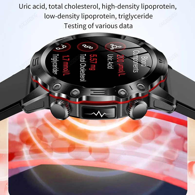 Men Smart Watch Blood Lipids Uric Acid Health ECG+PPG