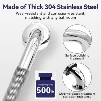 Bathroom Tub Toilet Handrail Grab Bar Stainless Steel 400/500mm Anti Slip Shower Safety Support Handle Towel Rack 5