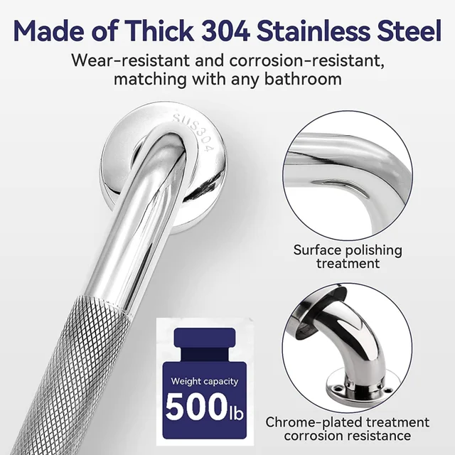 Bathroom Tub Toilet Handrail Grab Bar Stainless Steel 400/500mm Anti Slip Shower Safety Support Handle Towel Rack 5