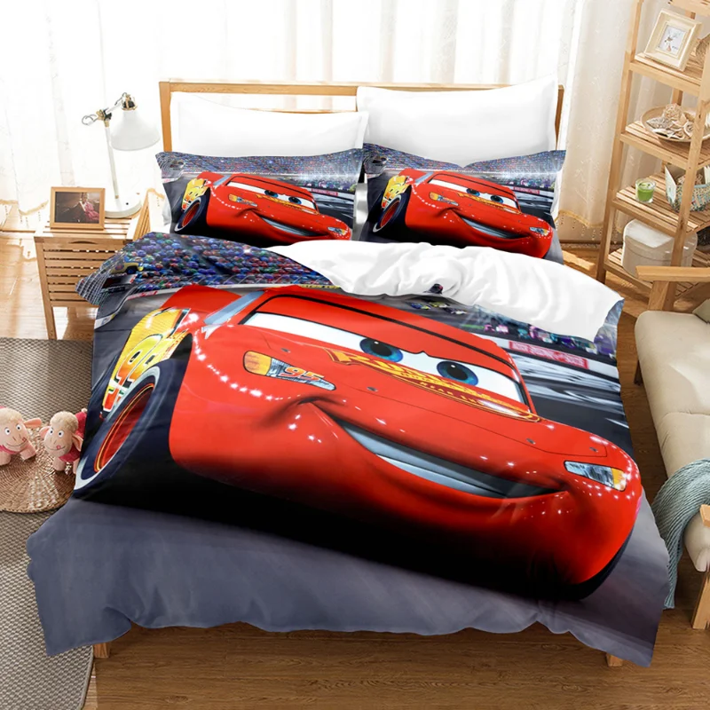 thumbnail image 1 of Disney Pixar Cars-Juego de ropa de cama, funda de edredón de dibujos animados de Anime, funda de almohada, decoración de cama, funda de edredón para dormitorio, traje de cama, regalo para niños, 1 of 5