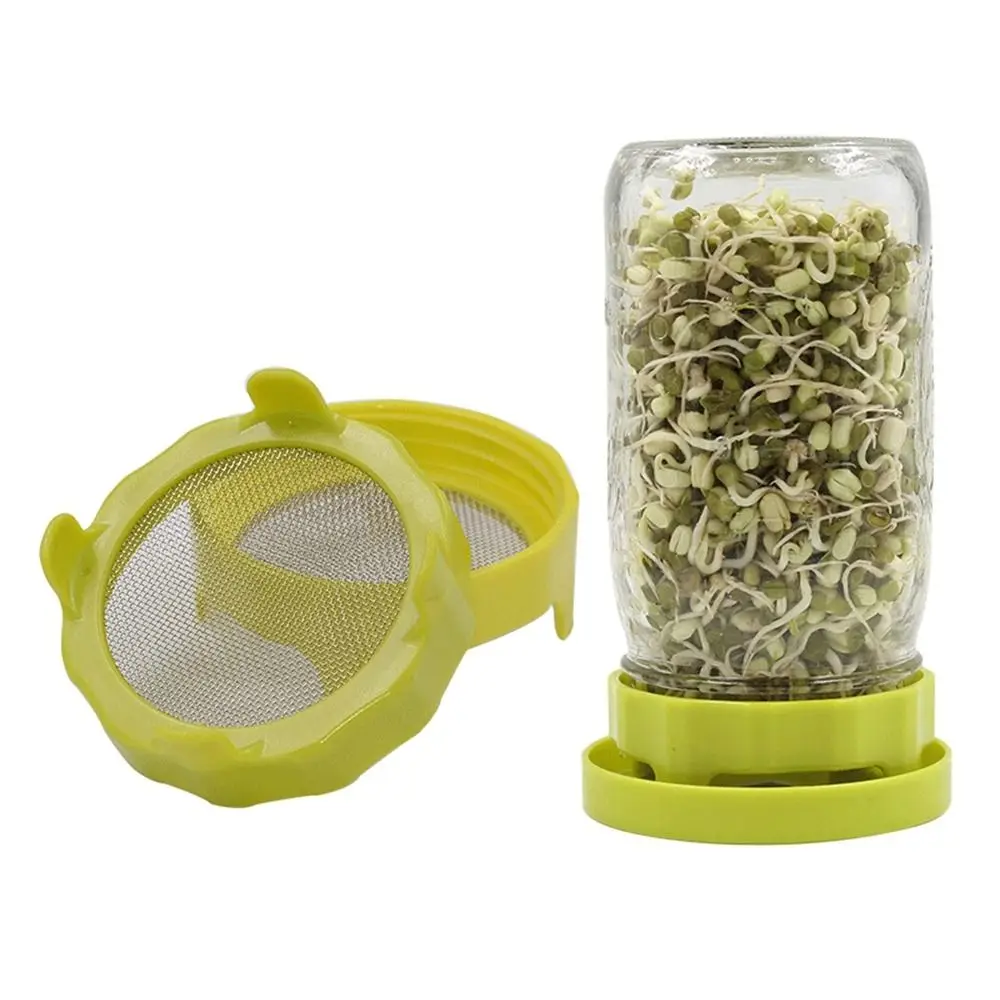 2pcs Plastic Sprouting Lid Mesh Sprout Cover Seed Crop Germination Vegetable Plastic Sealing Ring Lid for Mason Jar Seedling Nursery Bags Hydroponic Germination Tray Hydroponic Gardening Kit Sprouting Jars Kit Seedling Box