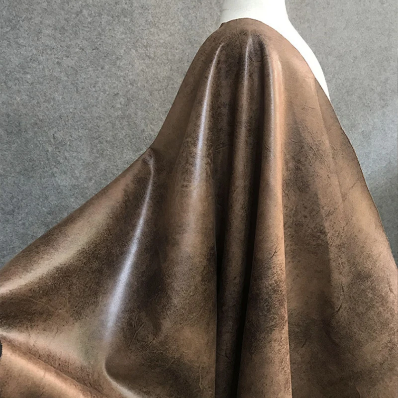 50x140cm Brown Waxed Faux Leather Retro Kraft Paper Texture Leather Fabric for DIY Sewing Appare Bag Sofa Furniture Upholstery