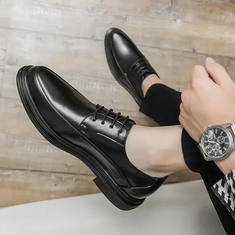 

Brogue Leather Shoes Men's Business Formal Wear Men's British Style Soft Bottom Black Big Head Casual Suit Wedding Groom's Shoes