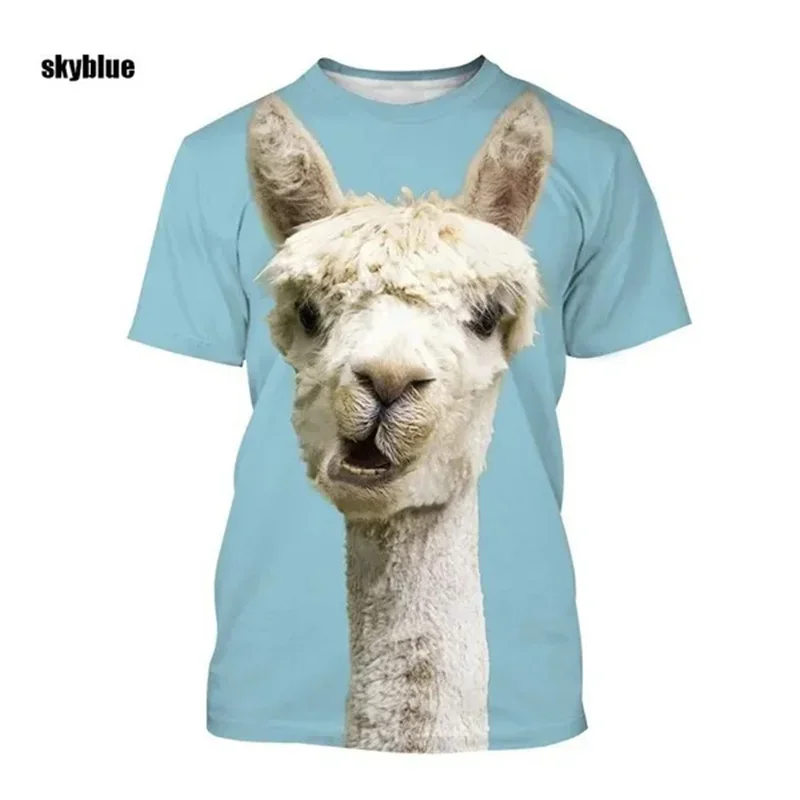 

Cute Alpaca T Shirt Men's 3D Vicugna Pacos Animal Print Tee Shirts Kawaii Kids Tops Womens Clothing T-shirt Fashion Short Sleeve