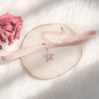 Collier ras du cou sexy étoile rose pour femme, pendentif pentagone tendance, bijoux de clavicule, accessoires pour femme, cadeau pour fille 3