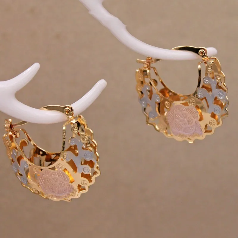 Trendy Gold Hollow Out Hoop Earrings for Women