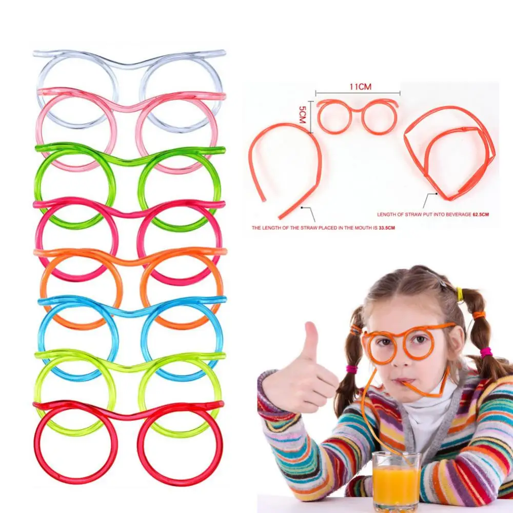 Silly Straw Glasses Eyeglasses Straws Eyeglasses Crazy Fun Loop Straws  Novelty Drinking Eyeglasses Straw for Annual Meeting, Fun Parties, Birthday  - Assorted Colors 