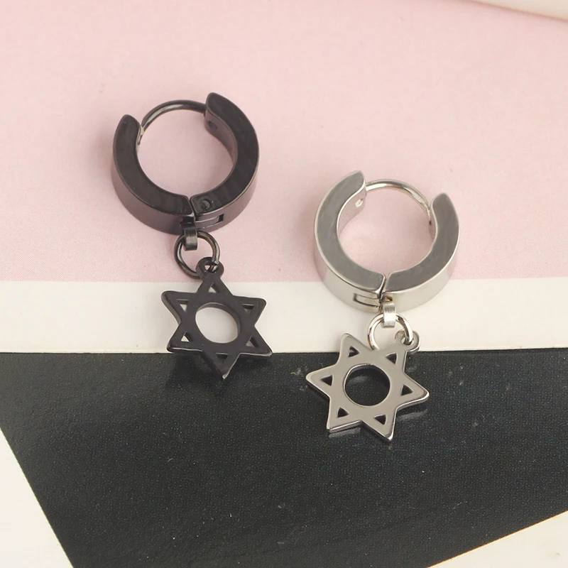 Punk Titanium Steel Ear Clip/Ear Stud Earrings For Men Women Black Pierced/No Pierced Fake Ear Circle New Pop Jewelry