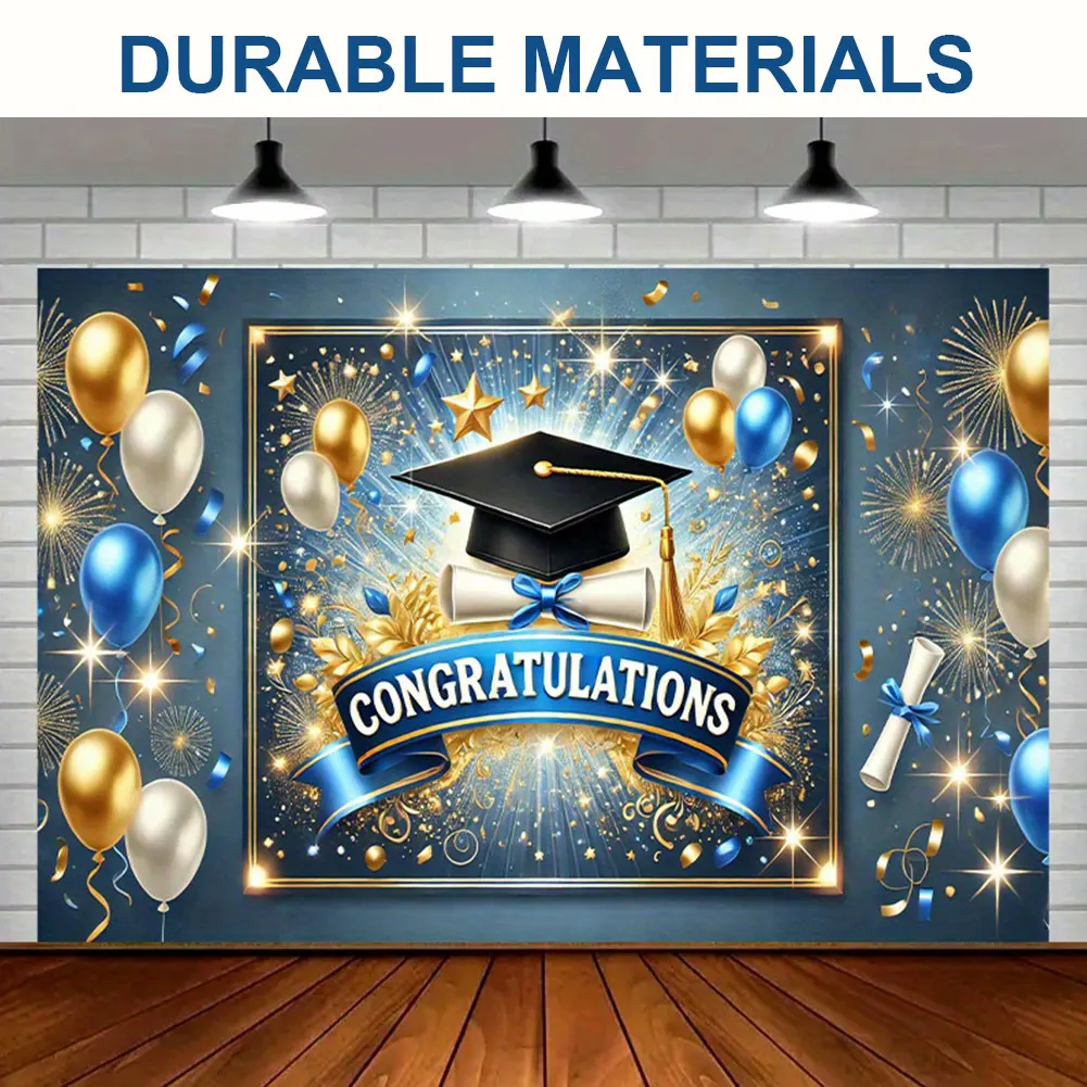 Congrats Grad Photography Background Cloth Photocall Backdrop Colorful Photo Banner for Graduation Ceremony Party Decor