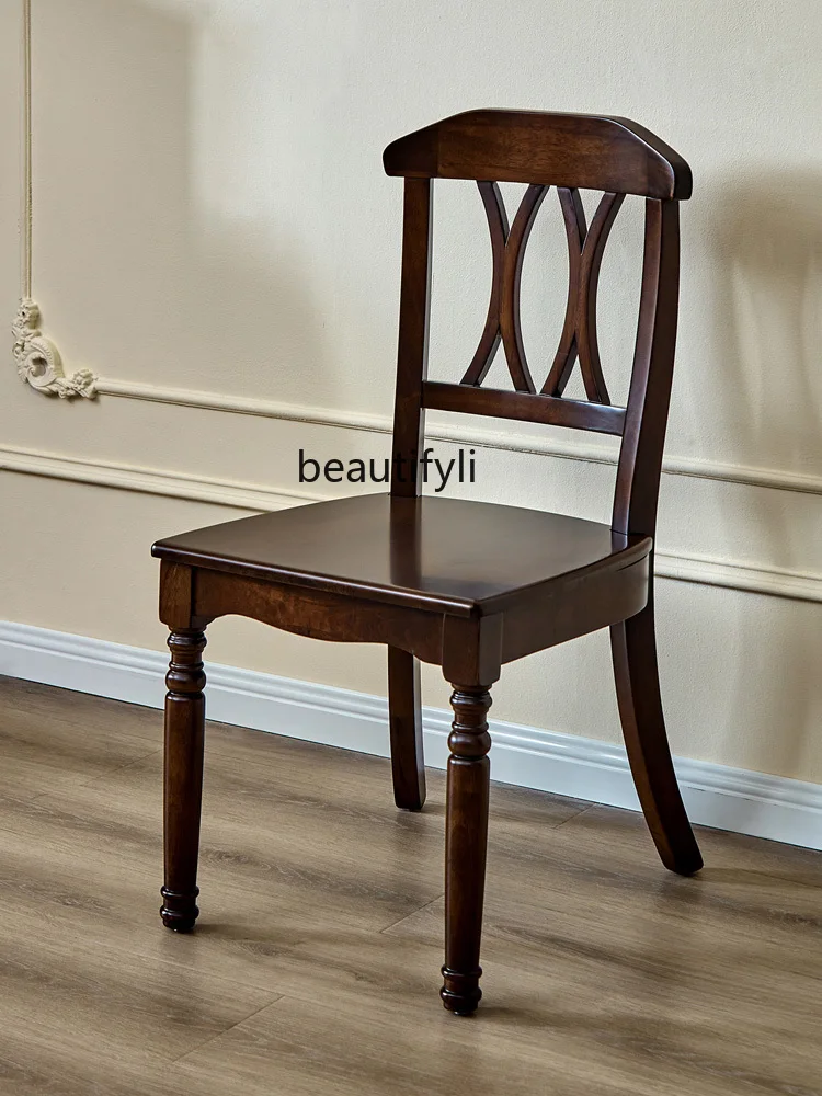 

Dining Chair Solid Wood Dining Table and Chair Dining Room Furniture Study Supporting Study Hard Seat Soft Chair