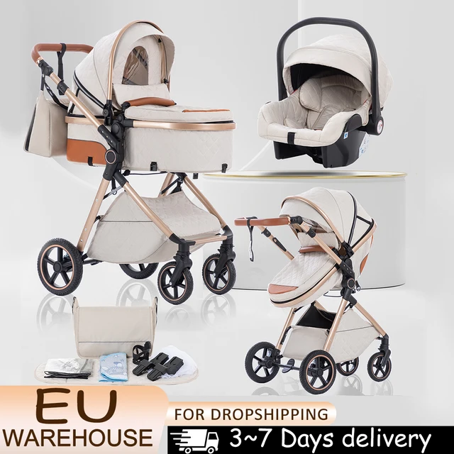 3 en 1 bébé poussette multi-fonctionnelle haute paysage chariot peut s'asseoir inclinable lumière pliant poussettes bébé poussette landau 1