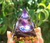 Energy Pyramid Orgonite Reiki Natural Amethyst Peridot Reiki Chakra Meditation Tool Room Decor Crystal Gifts Pyramid 3