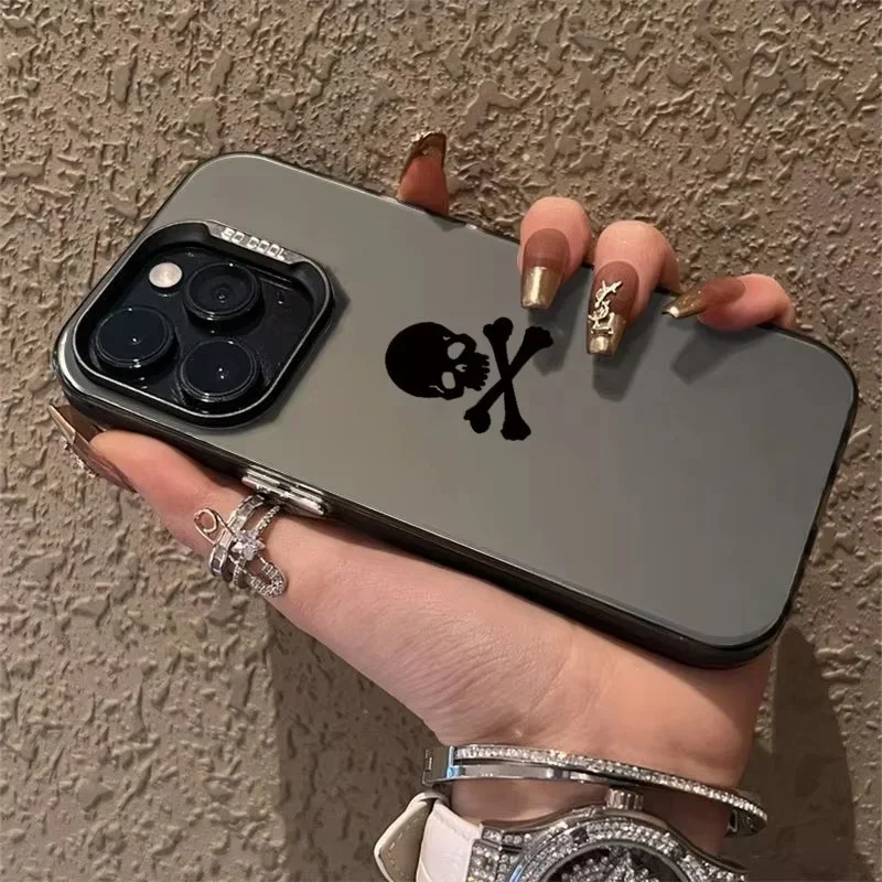 Black Skull Matte Electroplate Phone Case Cover