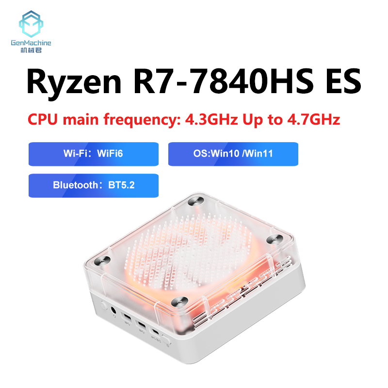  New AMD Ryzen7 R7 7840HS ES Light MINI PC Windows 11 8Cores 16Threads DDR5 4800Mhz 256/512GB M.2 SSD WIFI6 BT5.2 Desktop pc game 