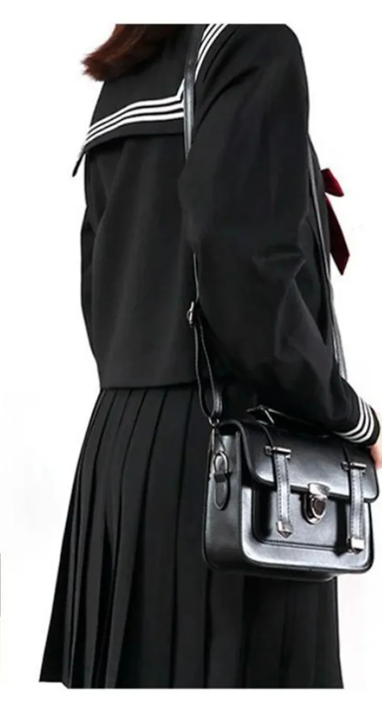 Women Vintage Preppy Solid Crossbody Bag Fashion Japanese Streetwear Casual Handbags Y2k Aesthetic Girls All Match Shoulder Bags