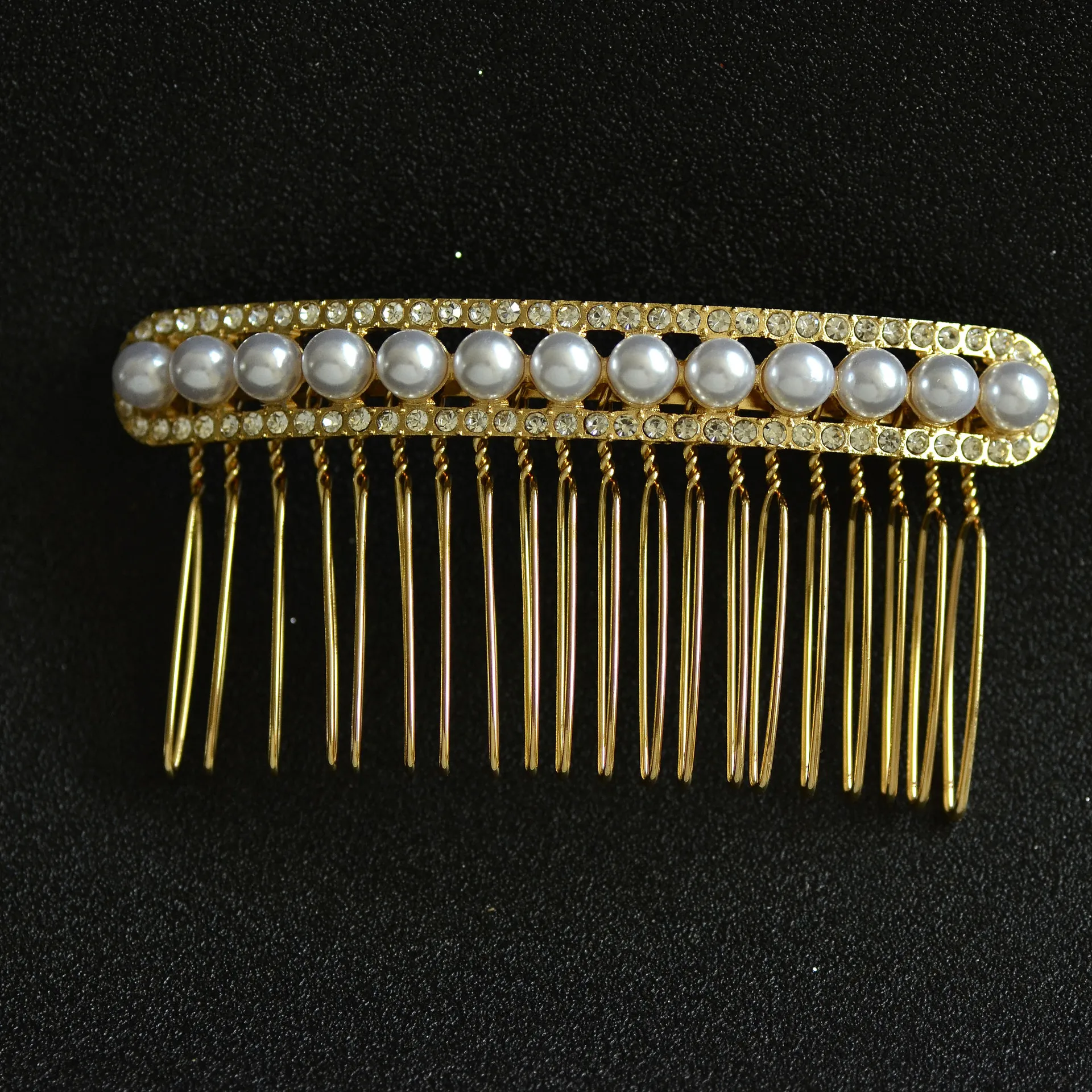 Rutschfester Haarkamm aus weißem Kristall, Einsatzkamm, Pony, seitliche Haarspange, Damenperlen-Haarschmuck mit mehreren Zähnen