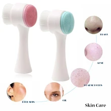 

1pc Double-sided Silicone Skin Care Tool Facial Cleanser Brush Face Cleaning Vibration Facial Massage Washing Product Wholesale