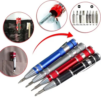 Multifunzione 8 In 1 Pocket Precision Mini cacciavite penna riparazione del telefono cellulare Kit di utensili manuali Set di cacciaviti portatili bit