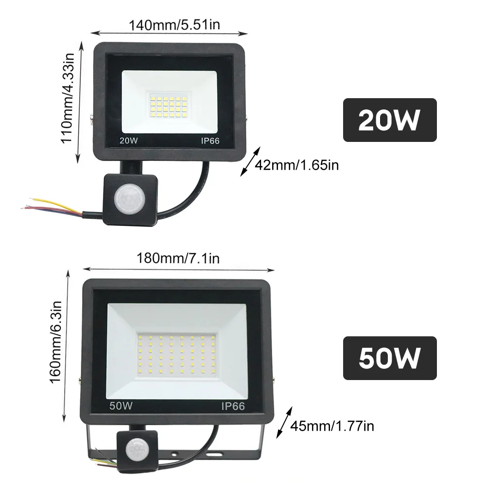 PIR Motion Sensor LED Flood Light 20W 50W Outdoor Floodlight 220V 240V Waterproof Led Spotlight for Garden Wall Street Light led flood light led motion sensor light