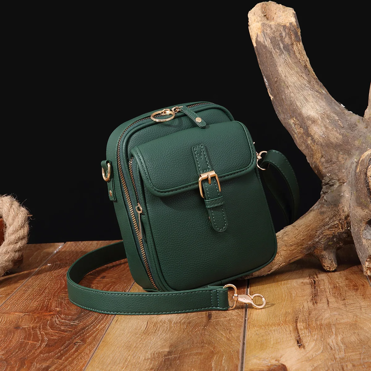 Small PU Leather Shoulder Bag For Women - Adjustable Strap Messenger Bag With Detachable Purse