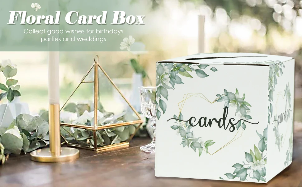 Description Picture 2 of itemWedding Card Box Foldable for Reception Love Eucalyptus Gift Card Box DIY Memory Money Card Box for Party Anniversary Supply