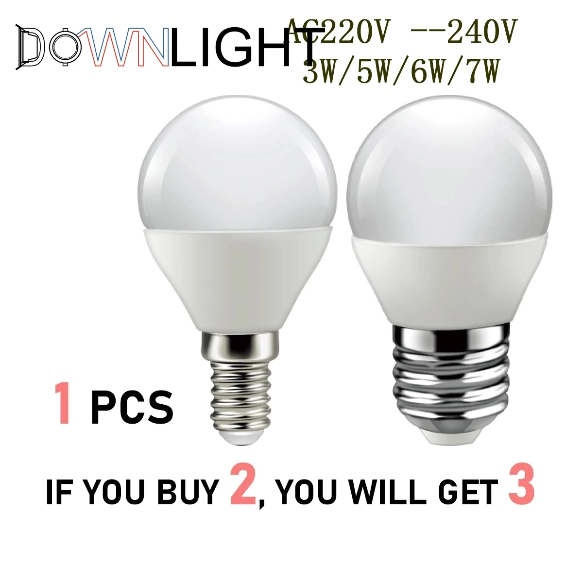 가정 장식 사무실 용 led 전구 G45 1 개 3W 5w 6W 7W E14 E27 AC220V, 아주 밝고 방한복 한 흰색, 2 개 구매시 1 개 무료 증정