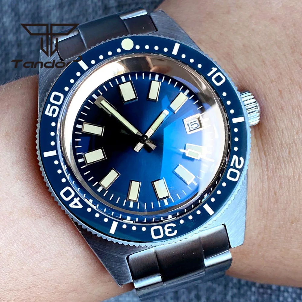 Tandorio-男性用300m自動ダイブウォッチ,シルバーリング,歩数計