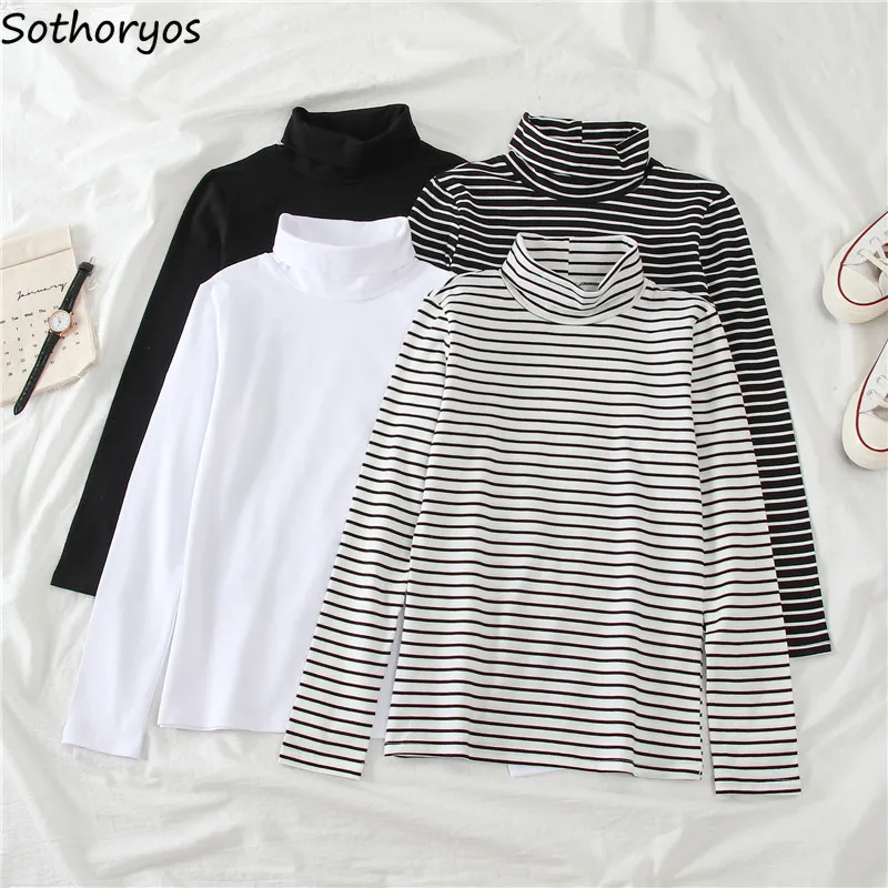 

Футболка женская Повседневная с длинным рукавом, свободная простая универсальная водолазка в стиле Харадзюку для пар, Офисная Современная Осенняя уличная одежда бойфренда