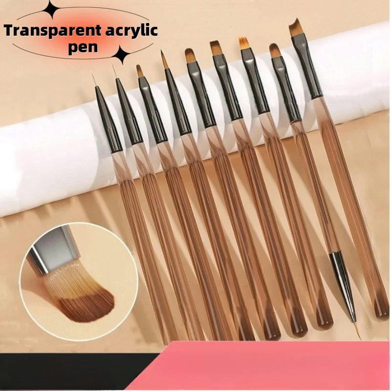Description Picture 2 of item9sets Japanese nail brush set drawing line light therapy pen beginners home painting flower smudging special tools Nail salon