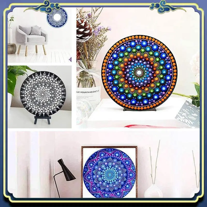 아티스트 화가를위한 DIY 골판지를 그림에 대 한 휴대용 8 Pcs 15Cm 검은 만다라 크래프트 종이 라운드 골 판지