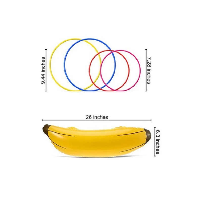 26 Inch Bachelorette Inflatable Banana Toy with Ring Toss Game for Adult Lingerie Engagement Swimming Ball Play Night Club Party