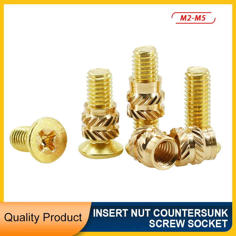 

M2 M2.5 M3 M4 M5 Countersunk Head Screw Hot Melt Knurled Insert Nut Kit Metric Thread Heating Insert Brass Nut Bolt Kit
