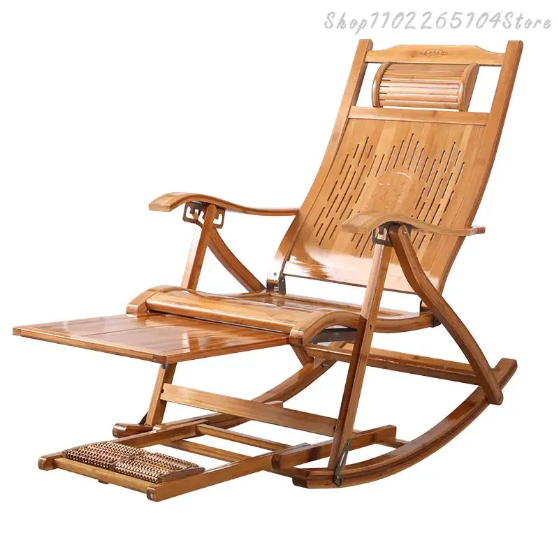 Bamboo Rocking Chair Chaise Longue Adult Balcony Family Leisure Winter And Summer Both Use Free And Happy Chair Folding Nap Time