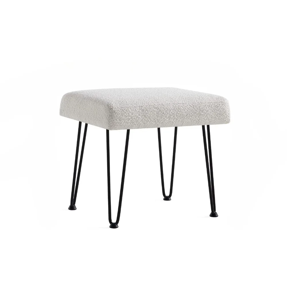 

Multifunctional Vanity Stool Metal Legs with Anti-Slip Pad,Boucle Vanity Chair , Tall Ottoman, Modern Rectangle Footstools