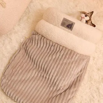 Cat Sleeping Bag Semi-Enclosed Pet Sleeping Bed Three-Layer Dog Bed For Camping Warming Pad Sack Comfortable For Cats Small Dog 1